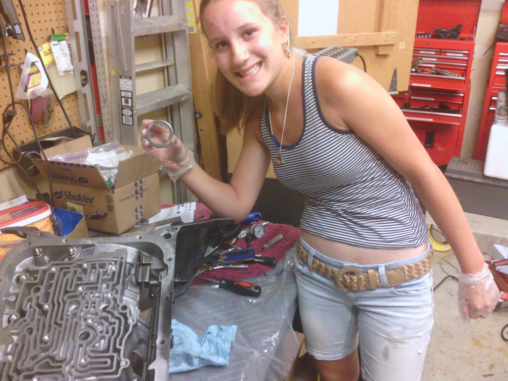 Jackie installing a new torrington bearing.