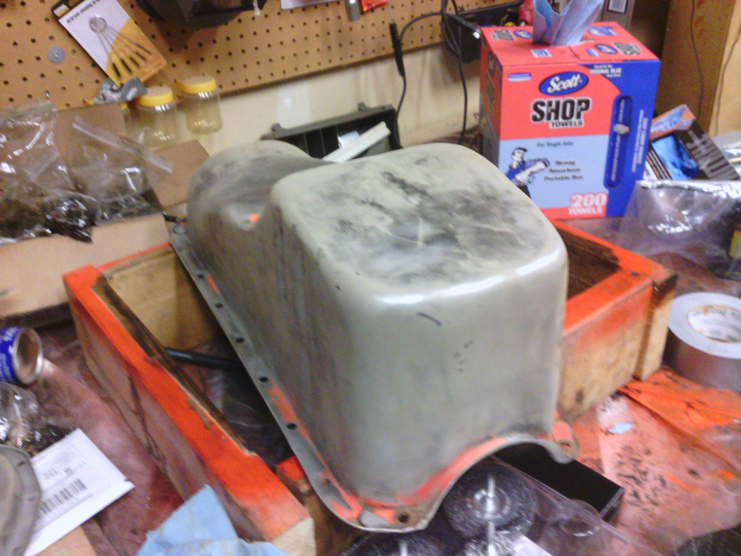 There is still some work to do on the oil pan.